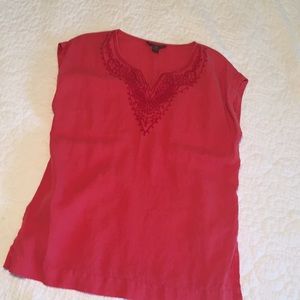 Tommy Bahama red linen blouse.
